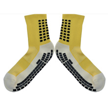 Nuevos calcetines de fútbol de deportes de equipo de estilo de cuadrícula de algodón de moda calcetines de fútbol antideslizantes